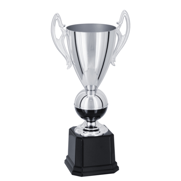Imagem de TROFÉU GRANDE TAÇA ABERTA EM POLÍMERO METALIZADO NA COR PRATA - 57 CM - 300546-PPT