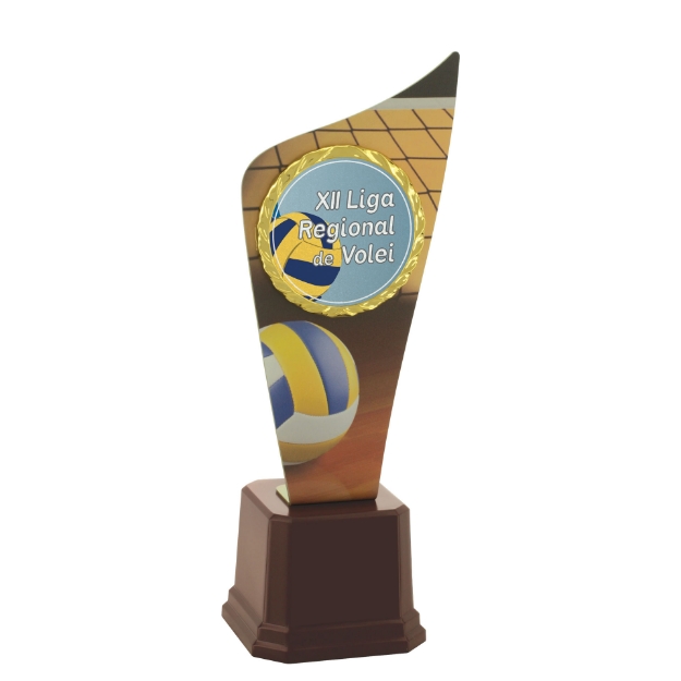 Imagem de TROFÉU EM POLÍMERO, COM CHAPA DE METAL ESTAMPADA EM VINIL - PERSONALIZADO - 33 CM - 401753