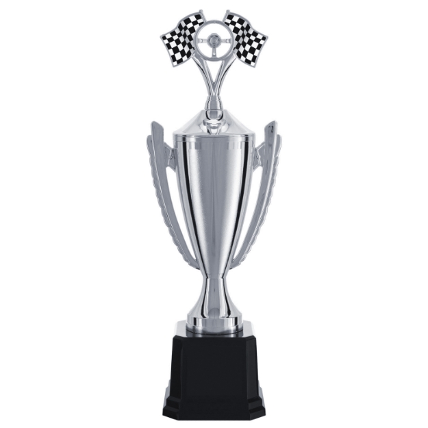 Imagem de TROFÉU MÉDIO TAÇA EM POLÍMERO METALIZADO NA COR PRATA - 58 CM - 401801-PR