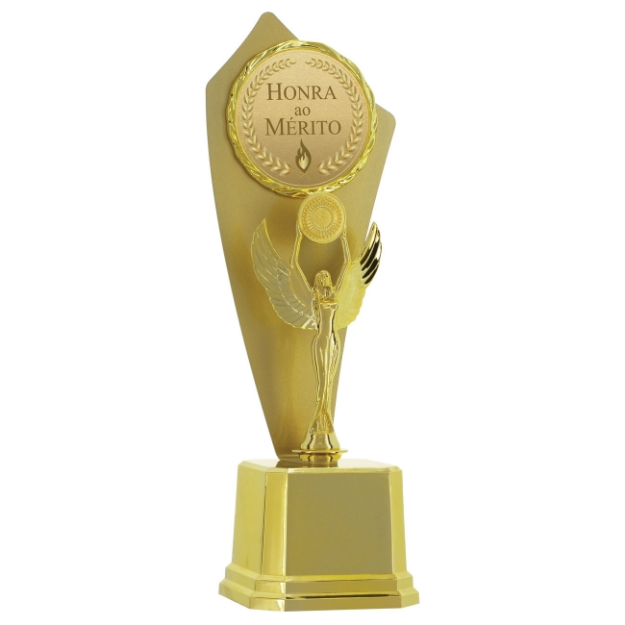 Imagem de TROFÉU EM POLÍMERO COM CHAPA DE METAL E RAMO PARA PERSONALIZAÇÃO E ESTATUETA - 46 CM - 401941-DOME