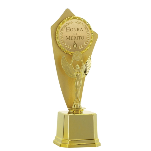 Imagem de TROFÉU EM POLÍMERO COM CHAPA DE METAL E RAMO PARA PERSONALIZAÇÃO E ESTATUETA - 32 CM - 401943-DOME