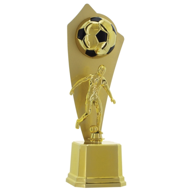 Imagem de TROFÉU EM POLÍMERO COM CHAPA DE METAL E BOLA DE FUTEBOL E ESTATUETA - 44 CM - 401951-DPT