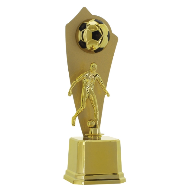 Imagem de TROFÉU EM POLÍMERO COM CHAPA DE METAL E BOLA DE FUTEBOL E ESTATUETA - 38 CM - 401952-DPT