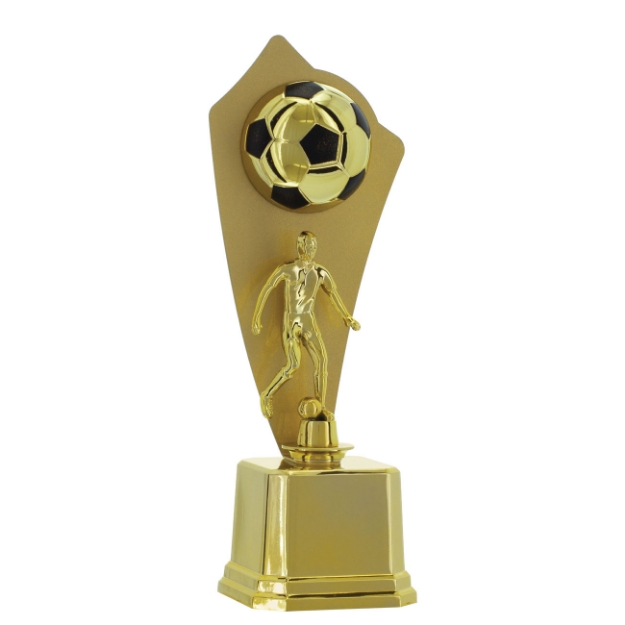 Imagem de TROFÉU EM POLÍMERO COM CHAPA DE METAL E BOLA DE FUTEBOL E ESTATUETA - 32 CM - 401953-DPT