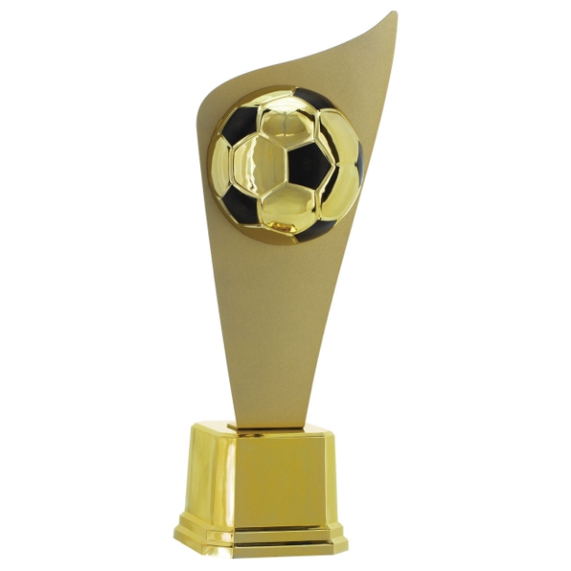 Imagem de TROFÉU EM POLÍMERO COM CHAPA DE METAL E ESTATUETA DE BOLA DE FUTEBOL - 44 CM - 401971-DPT