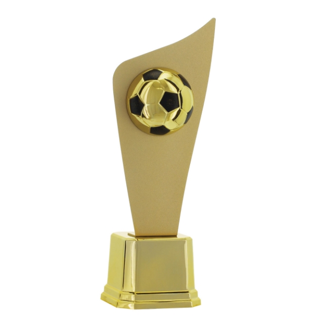 Imagem de TROFÉU EM POLÍMERO COM CHAPA DE METAL E ESTATUETA DE BOLA DE FUTEBOL - 32 CM - 401973-DPT