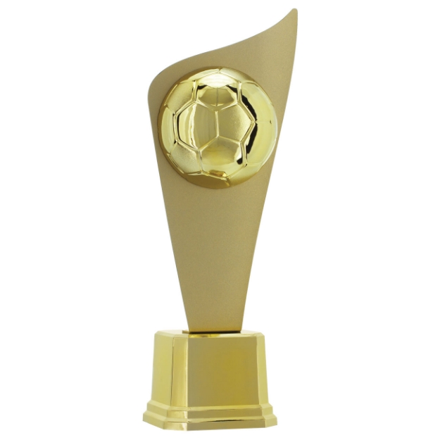 Imagem de TROFÉU EM POLÍMERO COM CHAPA DE METAL E ESTATUETA DE BOLA DE FUTEBOL - 44 CM - 401981-DOME