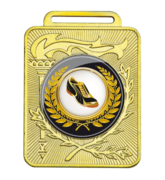 Imagem de MEDALHA RETANGULAR TOCHA OLIMPICA METALIZADA NA COR DOURADA - 50600-AZ-D