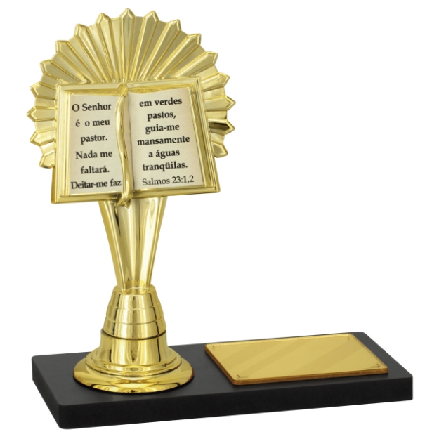 Imagem de TROFÉU PARA HOMENAGEM CRISTÃ / BÍBLIA COM BASE DE MDF 