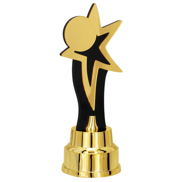 Imagem de TROFÉU PARA PREMIAÇÃO EM FORMATO DE ESTRELA COM PLACA DE MDF E ACRÍLICO ESPELHADO