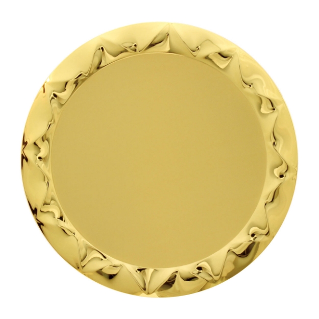 Imagem de PLACA DE HOMENAGEM REDONDA DE ALUMÍNIO DOURADA COM BORDAS EM ALTO BRILHO - 18 CM - PL-DO-418