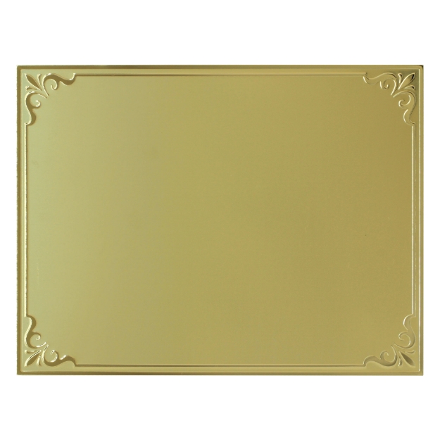 Imagem de PLACA DE HOMENAGEM DE ALUMÍNIO DOURADA COM BORDAS EM ALTO RELEVO - 20X15 CM - PL-DO-9120