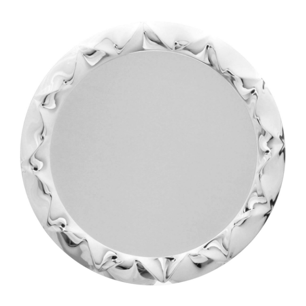 Imagem de PLACA DE HOMENAGEM DE ALUMÍNIO REDONDA NA COR PRATA COM BORDAS EM ALTO RELEVO -14 CM - PL-PR-414