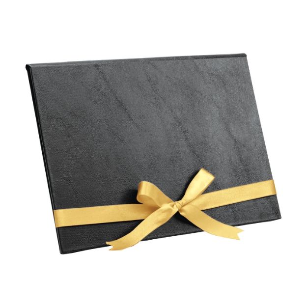 Imagem de ESTOJO PARA PLACA RETANGULAR DE 18X13 CM E 20X15 CM, COM REVESTIMENTO CARTONADO E LAÇO DOURADO - EJ-2317-PTDO