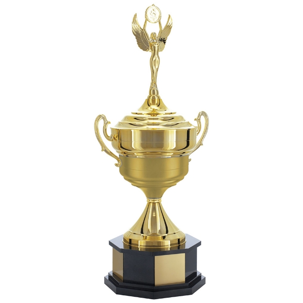 Imagem de TROFÉU GRANDE TRANSITÓRIO EM POLIMERO METALIZADO E MDF - 200690-DOFA