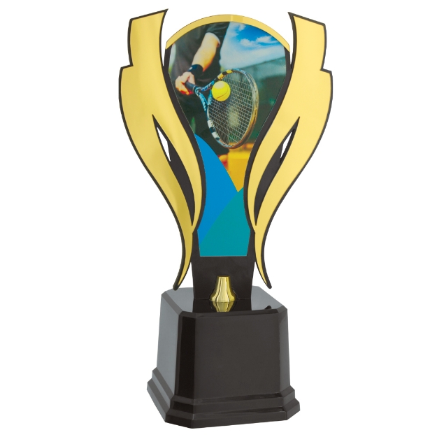 Imagem de TROFÉU COM PLACA DE  MDF PERSONALIZÁVEL E INSERTOS DE ACRÍLICO ESPELHADO - PLM-791-DO