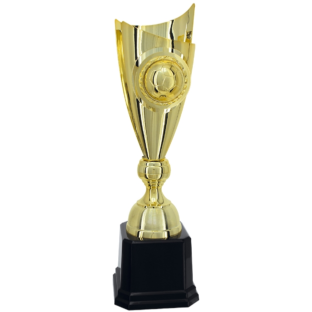 Imagem de TROFÉU MÉDIO COM TAÇA EM METAL FORMATO ESPECIAL E RAMO COM BOLA DE FUTEBOL - 53 CM - 301242
