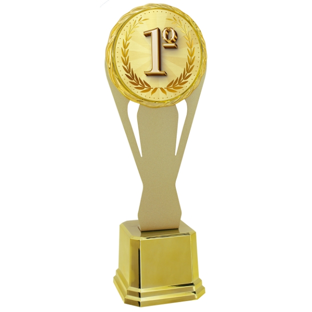 Imagem de TROFÉU EM POLÍMERO COM CHAPA DE METAL E RAMO PARA PERSONALIZAÇÃO - 44 CM - 402741-DOME