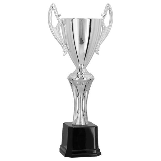 Imagem de TROFÉU MÉDIO TAÇA ABERTA EM POLÍMERO METALIZADO NA COR PRATA - 57 CM - 301317-PR