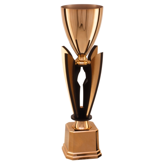 Imagem de TROFÉU EM POLÍMERO METALIZADO COM COMPONENTES EM MDF - PLM-897-BZN