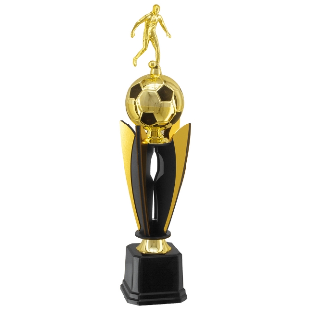 Imagem de TROFÉU PARA FUTEBOL EM POLÍMERO METALIZADO COM COMPONENTES EM MDF - PLM-903-DPT